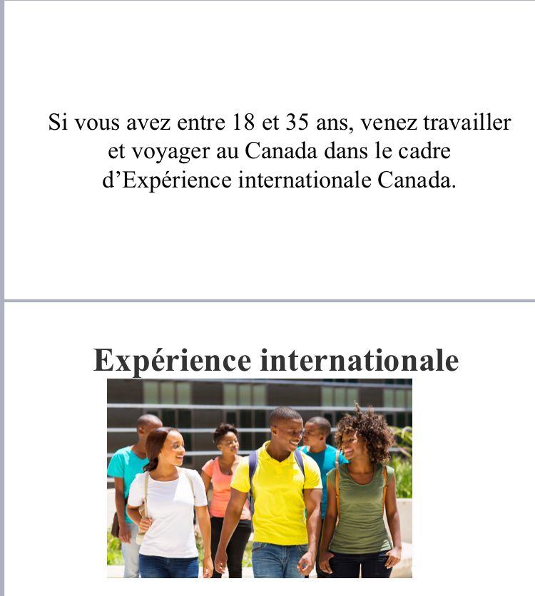 IMMIGRATION CANADA : JEUNES 18-35 ANS VENEZ TRAVAILLER AU CANADA